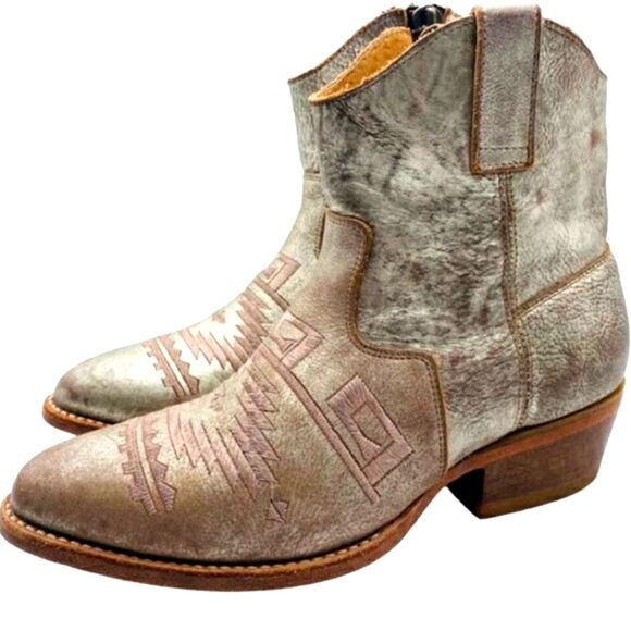 Matisse Remington Handmade Leather Distressed Women's Metallic Boots in 7.5M - Picture 1 of 10